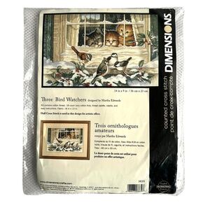 Dimensions Three Bird Watchers 14" x 9" Stamped Cross Stitch Kit # 3839 New Seal